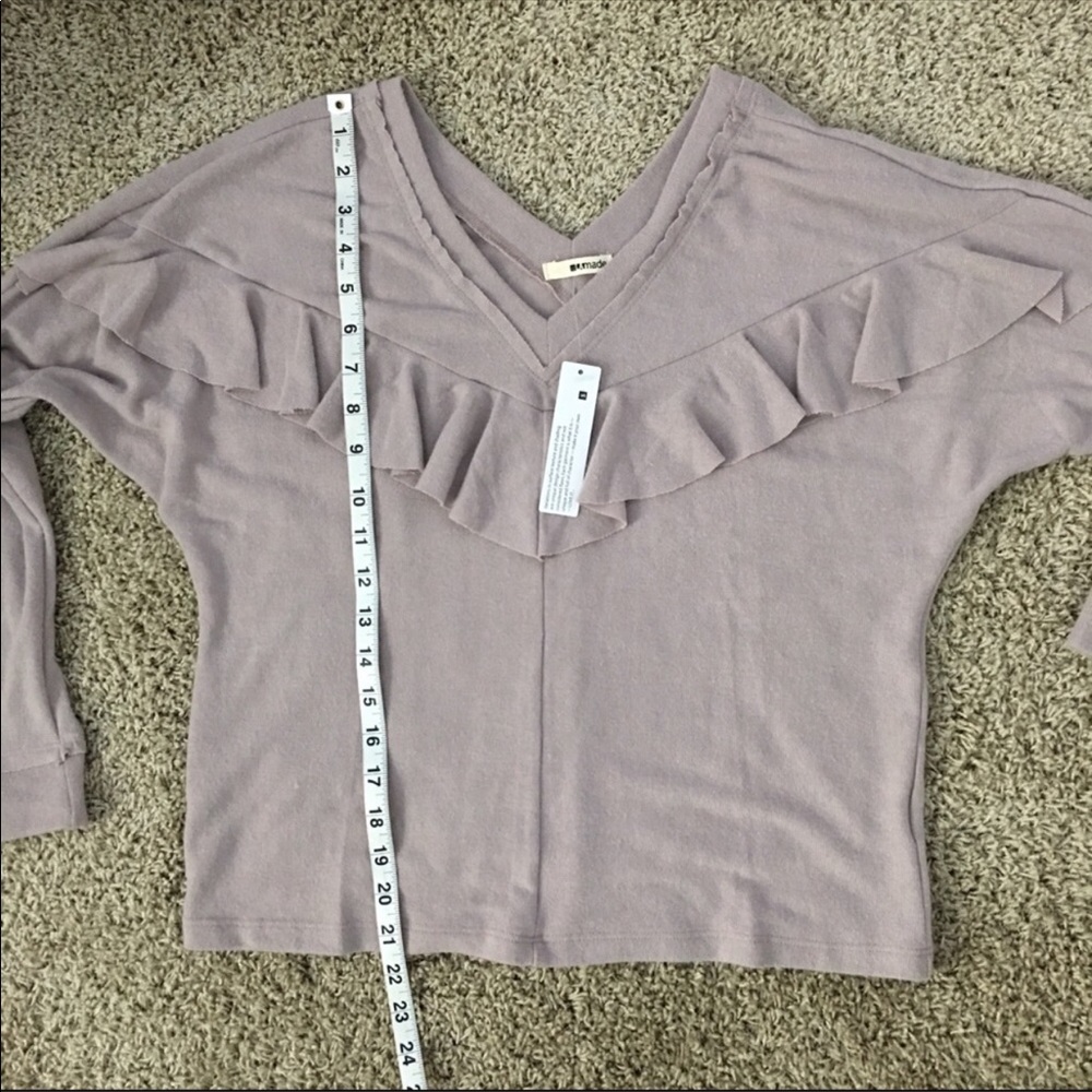 Women’s LAmade Ruffled Cropped Blouse-SZ XS - Picture 6 of 8